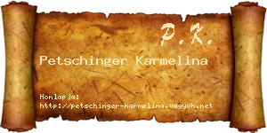 Petschinger Karmelina névjegykártya